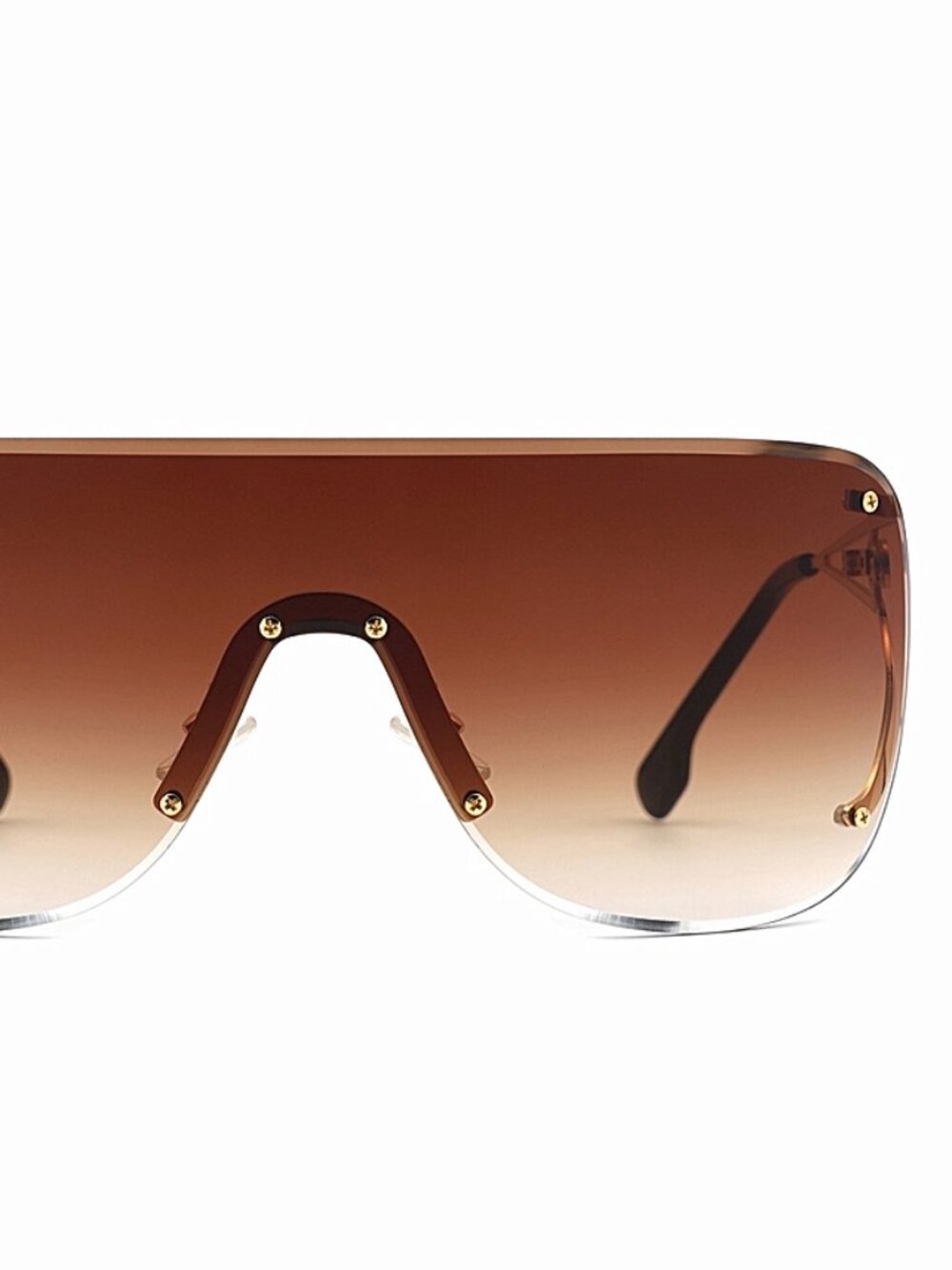 Oversized Rimless Shield Wraparound Sunglasses Amber - Picture 3 of 4